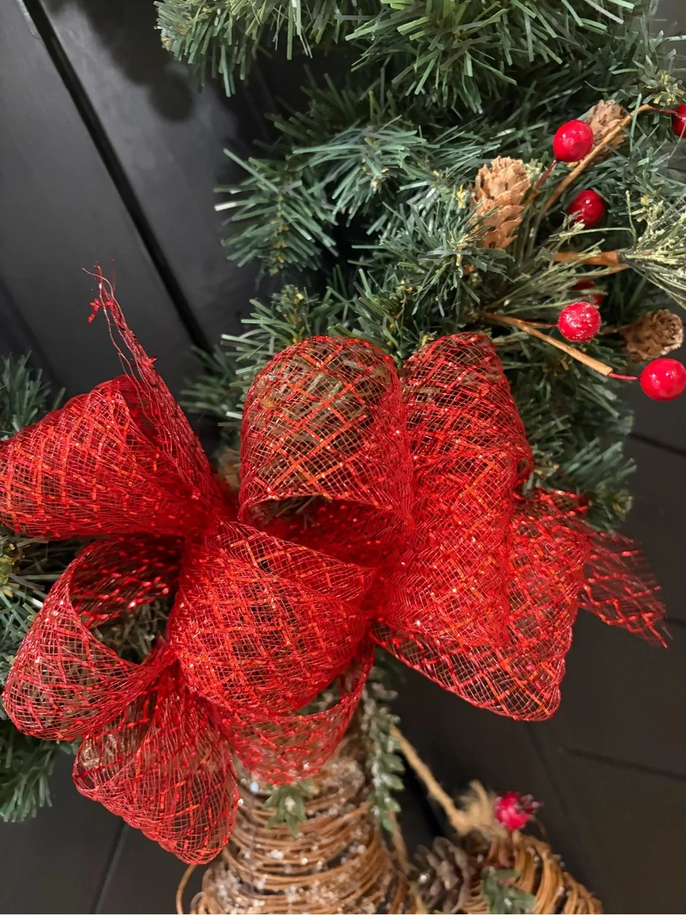 Festive Pine Holiday Wreath with Red Berries & Bells